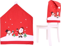 Housse de chaise de Noël rouge avec motif bonhomme de neige et Père Noël 60 × 48 cm