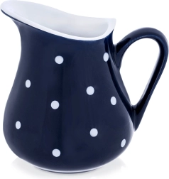 Petite carafe en céramique pour lait 480 ml, bleu foncé à pois