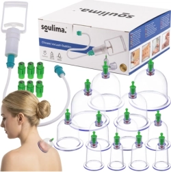 Ventouses sous vide SOULIMA sans feu, set de 12 pièces avec pompe pour massage anticellulite
