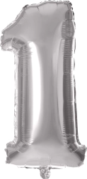 Ballon en aluminium TORO chiffre 1, 30 cm – Argenté