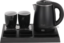 Bouilloire hôtelière avec plateau et 2 tasses 1 L, inox