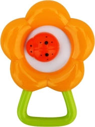 Hochet en forme de fleur BAYO, orange, 12 cm