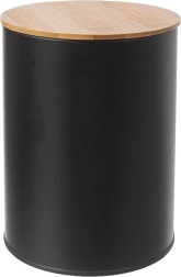 Boîte métallique noire avec couvercle en bambou 9,5 cm - 1 pièce
