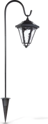 Lanterne LED solaire sur piquet de 80 cm, noire, avec lumière blanche froide
