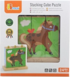 VIGA cubes à enfiler – animaux de la ferme (9 cubes)