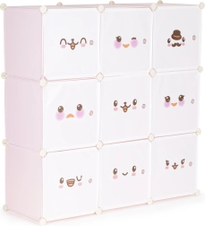Armoire modulable pour enfants avec 9 étagères ModernHome – Rose