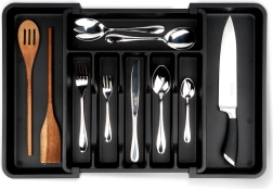 Organiseur extensible pour couverts à tiroir, noir 33–56,5 × 37,5 cm