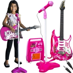 Guitare électrique pour enfants avec amplificateur et microphone ISO TRADE – rose