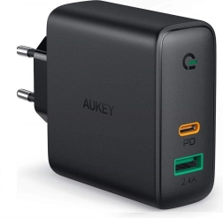Chargeur secteur Aukey avec 2 ports USB et fonction Power Delivery 30 W