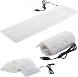 Clavier USB flexible en silicone blanc