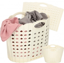 Panier à linge pliable avec poignées, crème