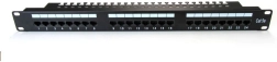 Panneau de brassage 19" avec 24 ports, cat. 5e, noir