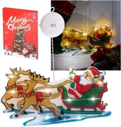 Décoration LED suspendue pour fenêtre avec ventouse – Saint-Nicolas avec cadeaux – Traîneau