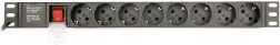 Barre d’alimentation pour rack (PDU), 8 prises type Schuko, 1U, 16A, fiche Schuko 3 m