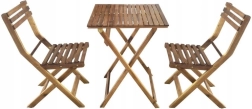 Ensemble de meubles de jardin en bois d'acacia – table et 2 chaises
