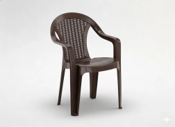 Fauteuil de jardin en plastique avec accoudoirs, marron, 56 × 42 × 78 cm