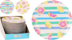 Assiette plate en mélamine 25 cm avec motif de fruits