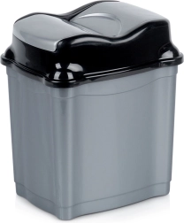 Poubelle en plastique 5 l avec couvercle basculant, grise