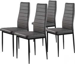 Chaise de salle à manger et de séjour moderne en similicuir gris avec dossier ergonomique