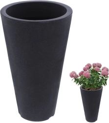 Pot de fleurs d’extérieur en plastique, rond anthracite 28 × 45 cm