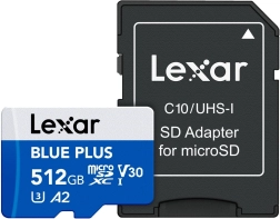 Lexar microSDXC Blue Plus 512 Go A2 U3 V30 (170 Mo/s)