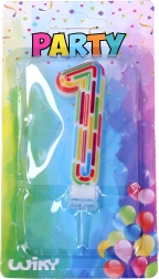 Bougie de fête chiffre 1 rayures