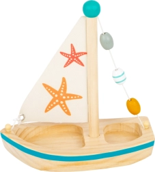 Voilier en bois Small Foot avec étoiles de mer pour jeux d'eau