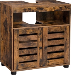 Meuble sous-vasque rustique avec étagère réglable