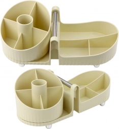 Organiseur de maquillage et fournitures de bureau avec poignée beige