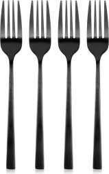 Set de fourchettes à dessert en acier inoxydable, noires, 4 pcs