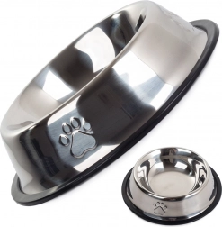 Bol en acier inoxydable pour chiens et chats avec caoutchouc antidérapant 150 ml
