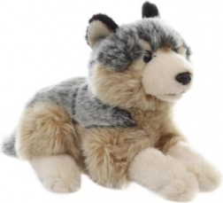 Loup en peluche allongé 22 cm