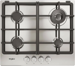 Table de cuisson à gaz Whirlpool 60 cm avec 4 brûleurs et grilles en fonte