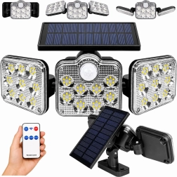 Lampe LED solaire de jardin avec capteur de mouvement et crépusculaire et télécommande
