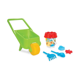 Brouette avec accessoires pour bac à sable, 5 pièces - vert, Pilsan