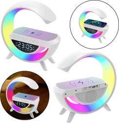 Lampe de chevet multifonction avec réveil et chargeur à induction