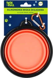Gamelle pliable en silicone pour chien et chat, orange, avec mousqueton
