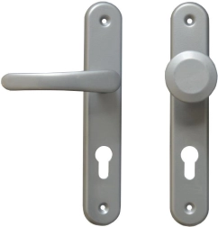 Ferrures de porte MICHAELA avec poignée et boule fixe, entraxe 72, argenté