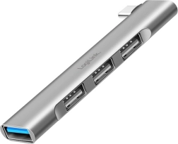 Hub USB-C élégant avec 1x USB-A 3.0 et 3x USB-A 2.0