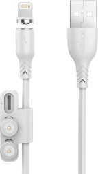 Câble de charge magnétique 3‑en‑1 FONENG X62, USB vers USB‑C / Lightning / Micro USB, 1 m, blanc