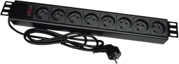 barrette d’alimentation rack 19" avec 8 prises Schuko et fiche CEE 7/7