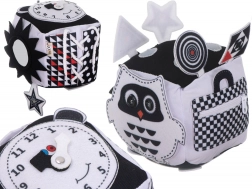 Cube sensoriel éducatif en contraste noir et blanc