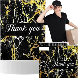 Foliopacks de coursier 255 × 370 mm, motif marbre doré et inscription Thank You, 50 pcs