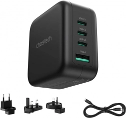 Chargeur secteur Choetech 70 W GaN avec adaptateurs pour USA, UE, UK et AU