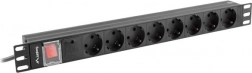 Multiprise PDU rack Lanberg 19″, 1U, 16 A, 8× Schuko, 2 m, noir