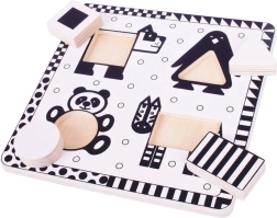 Puzzle à encastrer en bois formes noir et blanc BIGJIGS TOYS