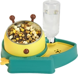 Gamelle avec distributeur d’eau automatique pour chien et chat 2-en-1 - vert
