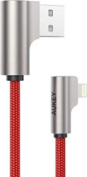 Câble USB - Lightning en nylon rouge 2 m avec angle de 90 degrés