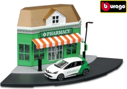 Bburago City pharmacie 1:43 set de jeu avec voiture en métal