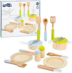 Set de vaisselle et de casseroles en bois Small Foot, 15 pièces